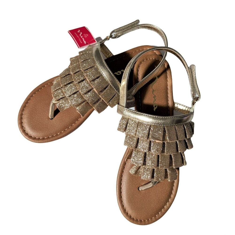 Girls Gold Glitter Flip Flop Sandals by Nina Size 5 - Picture 2 of 9